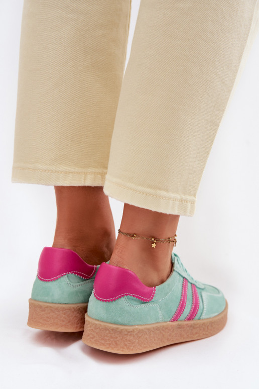 Leer van suède Sneakers model schoenen Dames S.Barski LR61-7089 mint kleuren