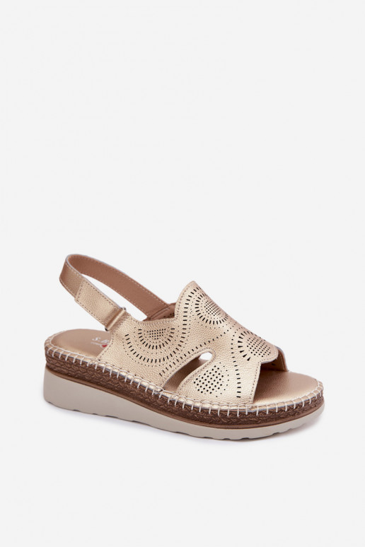 Leer Platform sandalen S.Barski GR61-5916 gouden kleur