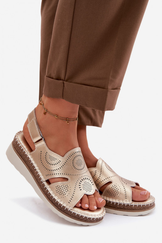 Leer Platform sandalen S.Barski GR61-5916 gouden kleur