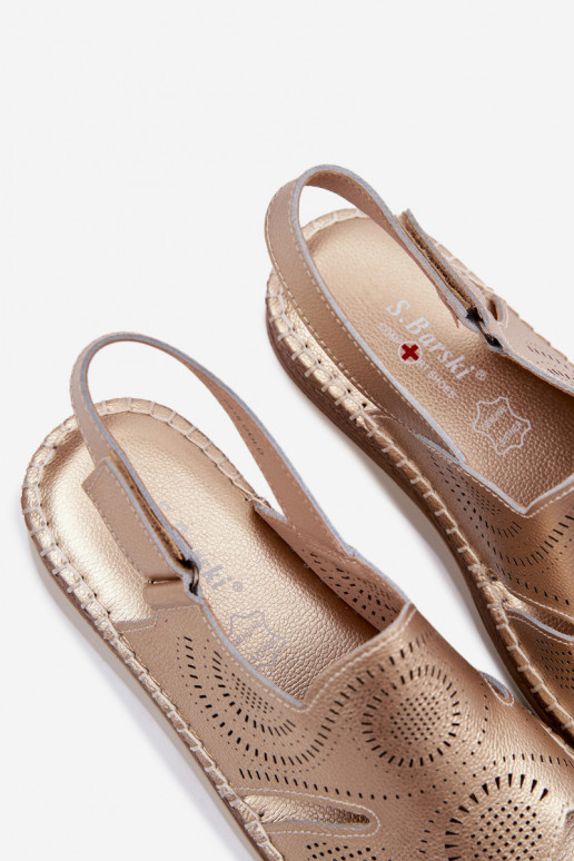 Leer Platform sandalen S.Barski GR61-5916 gouden kleur