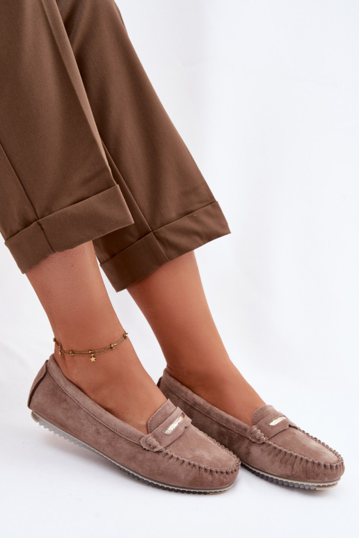 gelijk aan dames mocassinsOpturalnego van suèdeu S.Barski LR61-7029 bruine kleur