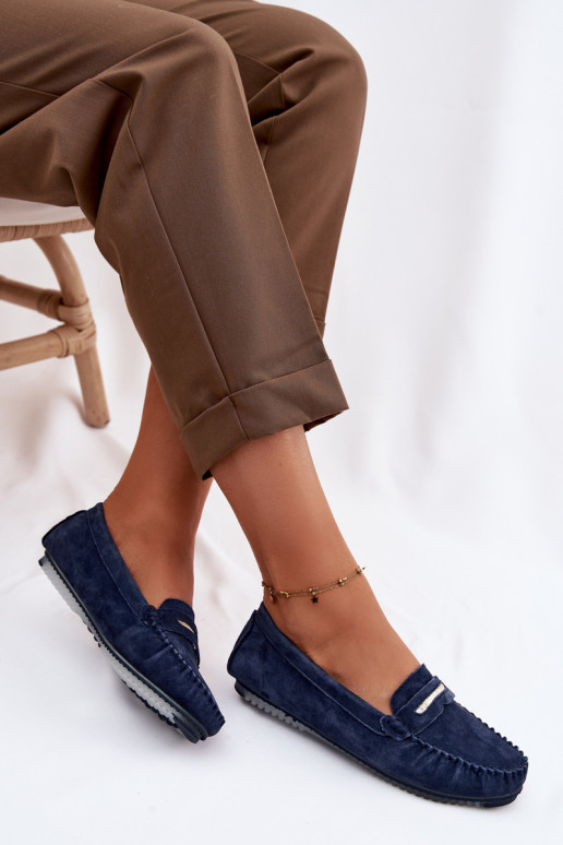 gelijk aan dames mocassinsOpturalnego van suèdeu S.Barski LR61-7029 donkerblauIn