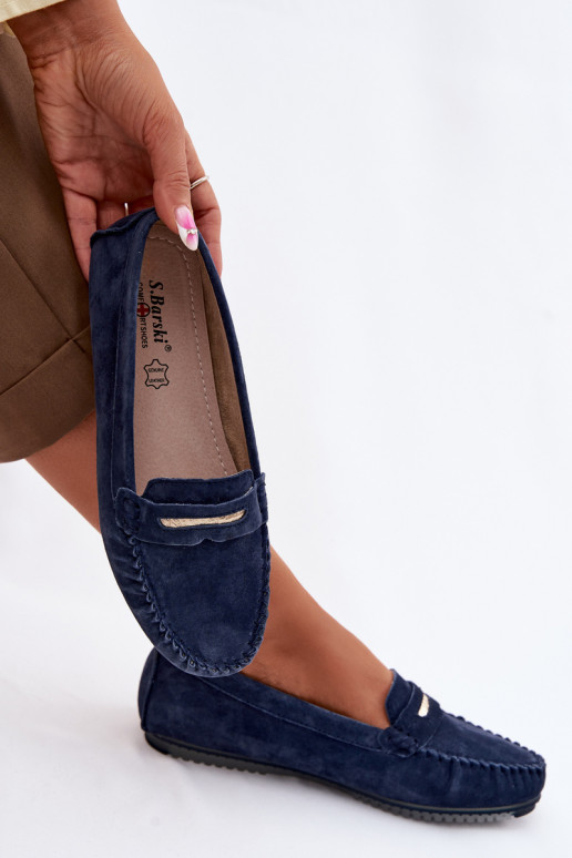 gelijk aan dames mocassinsOpturalnego van suèdeu S.Barski LR61-7029 donkerblauIn