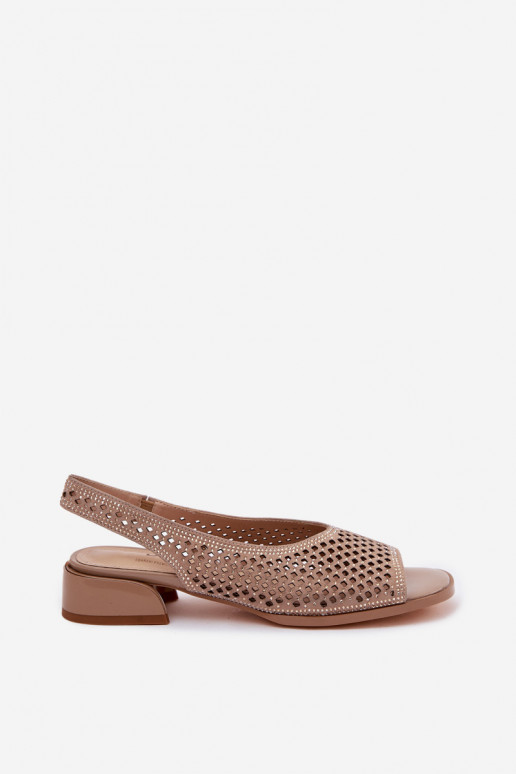 Versierd OpengeInerkte sandalen Dames van suède Op Klok D&A CR61-3131 beige