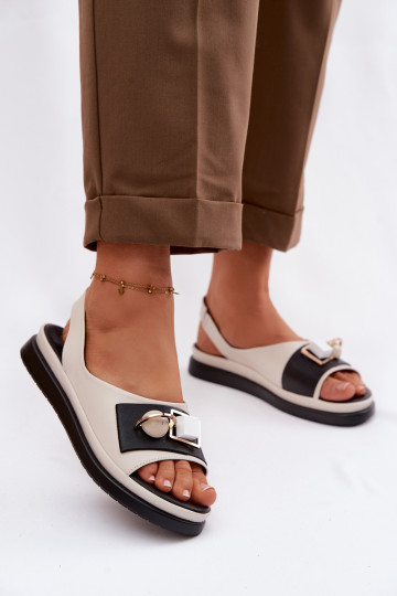 Dames sandalen met ornamenten D&A GR61-5932 zandkleur