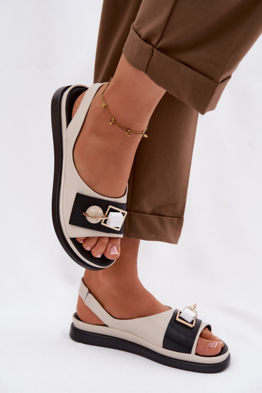 Dames sandalen Dames met ornamenten D&A GR61-5932 beige