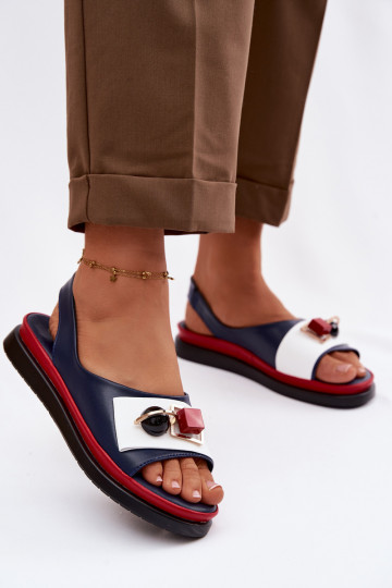 Dames sandalen Dames met ornamenten D&A GR61-5932 donkerblauIn 2