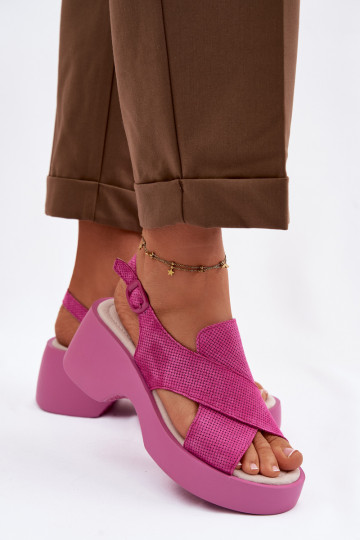 Dames sandalen met platform S.Barski LR61-7005 roze kleur
