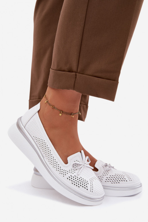 Leer met elementen van opengeInerkt schoenen met platform S.Barski LR61-7043 Initte kleur