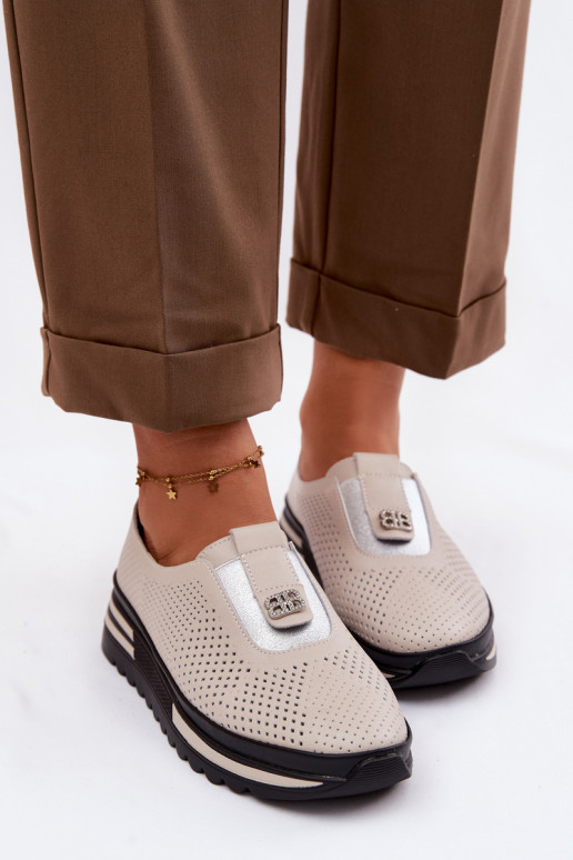 Persistent model schoenen DamesOpturalnej Skóry S.Barski LR61-7092 beige