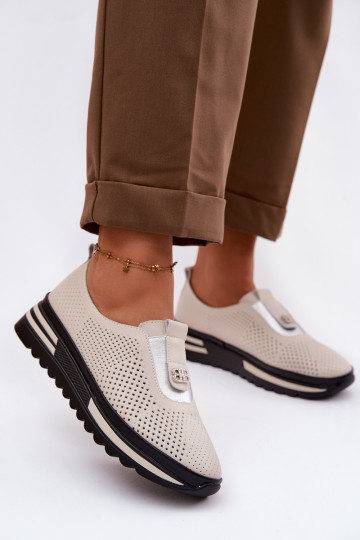 Persistent model schoenen DamesOpturalnej Skóry S.Barski LR61-7092 beige 2