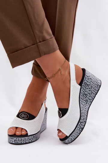 Leren platform sandalen S.Barski LR61-7010 witte kleur