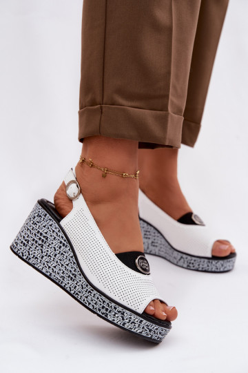 Leren platform sandalen S.Barski LR61-7010 witte kleur 2