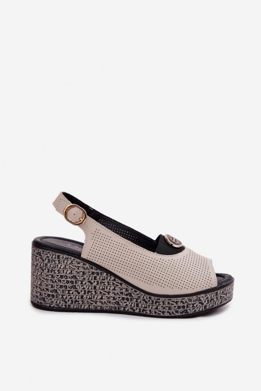 Leer Platform sandalen S.Barski LR61-7010 beige