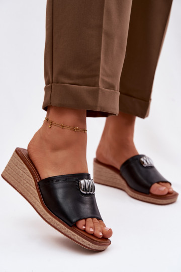 Damespantoffels met platformImitacją Plecionki Sergio Leone KL325 zInart