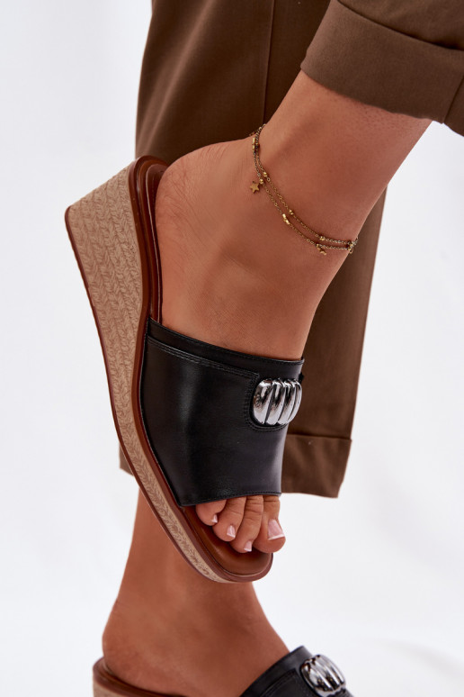 Damespantoffels met platformImitacją Plecionki Sergio Leone KL325 zInart