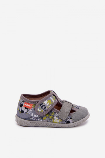 Kinderslippers Milami met klittenbandsluiting IN Grijze ballen Reathiana 2