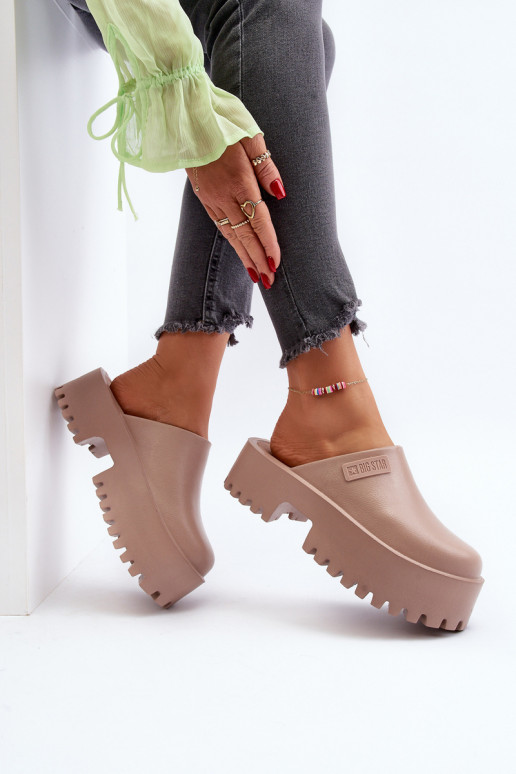 Slippers met modieuze massieve zool Big Star NN274016 beige