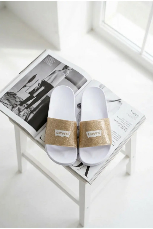 Jeugdslippers LEVI'S VPOL0251S-3923 goudkleurig met glans