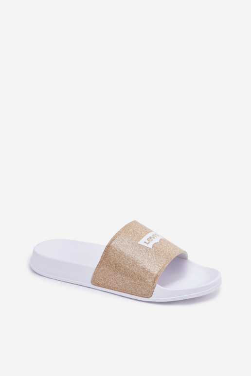 Jeugdslippers LEVI'S VPOL0251S-3923 goudkleurig met glans