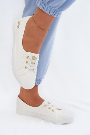 Sportieve lage sneakers Lee Cooper LCIN-26-02-4043 in wit-goud