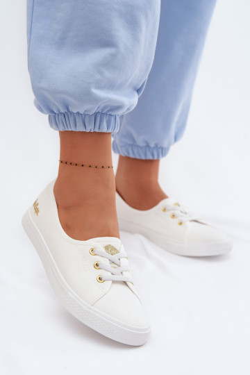 Sportieve lage sneakers Lee Cooper LCIN-26-02-4043 in wit-goud 2