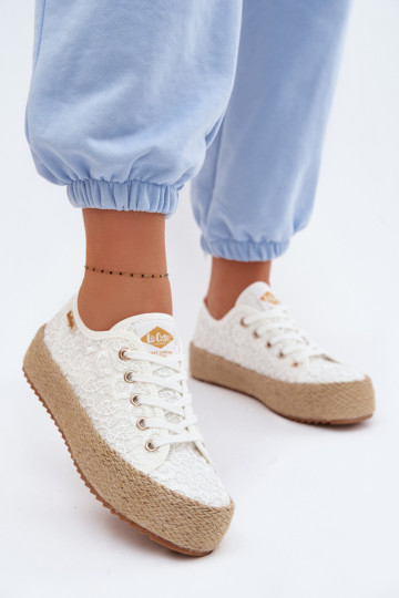 met kantmotieven vrijetijdsschoenen espadrilles met platform Lee Cooper LCIN-26-31-4326 Initte kleur
