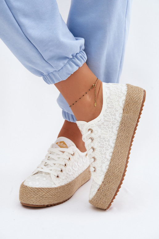 met kantmotieven vrijetijdsschoenen espadrilles met platform Lee Cooper LCIN-26-31-4326 Initte kleur