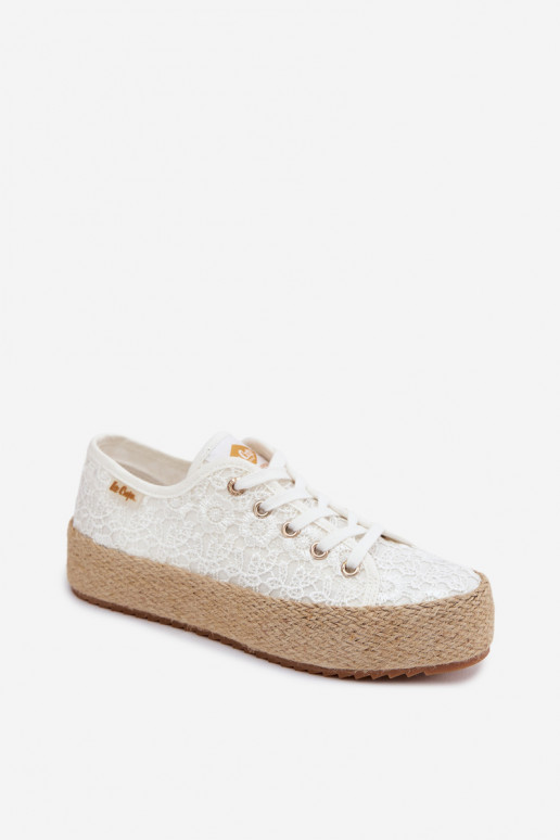 met kantmotieven vrijetijdsschoenen espadrilles met platform Lee Cooper LCIN-26-31-4326 Initte kleur