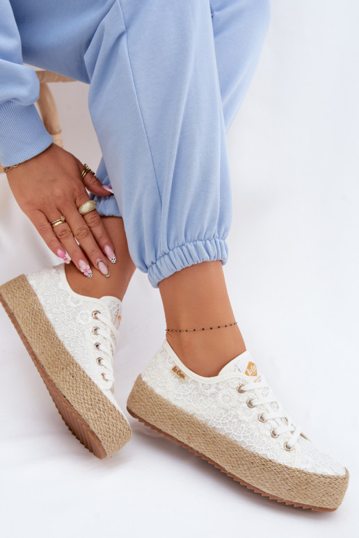 met kantmotieven vrijetijdsschoenen espadrilles met platform Lee Cooper LCIN-26-31-4326 Initte kleur