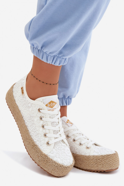met kantmotieven vrijetijdsschoenen espadrilles met platform Lee Cooper LCIN-26-31-4326 Initte kleur