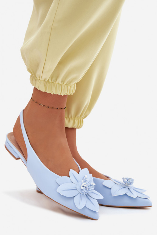 Dames sandalen met brede hakkenDekoracyjnym Een bloem blauIn Telivette