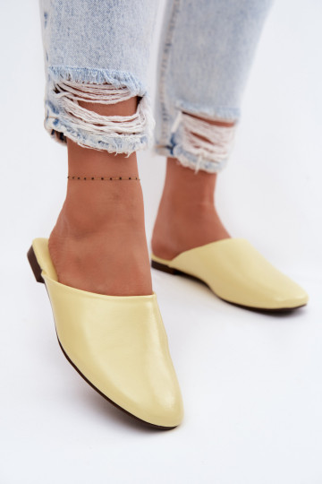 Dames gele platte slippers van kunstleer Romelle 2