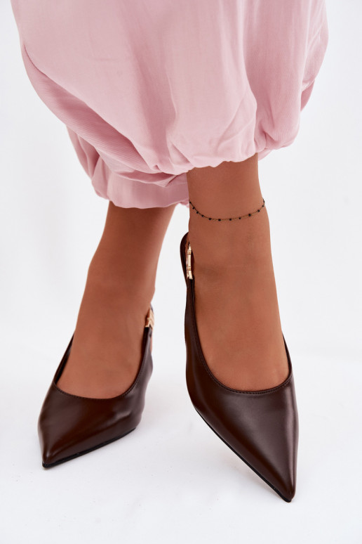 Dames sandalenImitacji Skóry met dunne hakken CzekoladoIne Jelissey