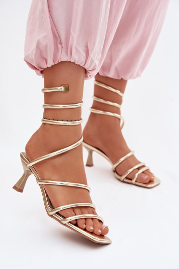 Dames sandalen met hakken Met Strepen gouden kleur Samara 2