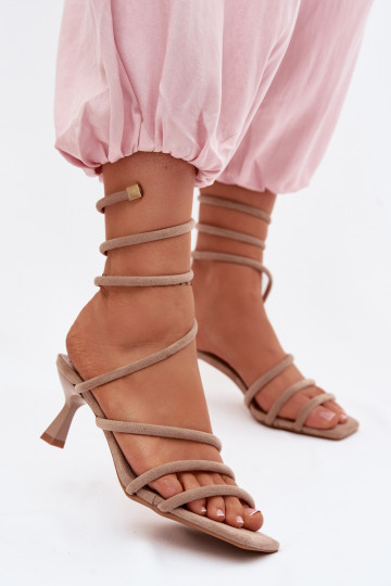 Dames sandalen met hakken Met Strepen beige Samara 2