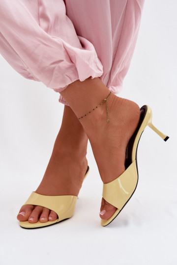 met lakeffect SlippersImitacji Skóry met dunne hakken geel Melissea 2