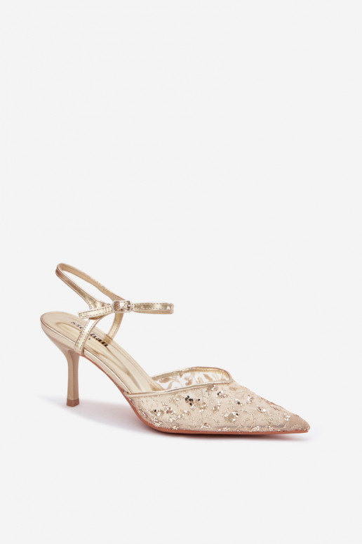 Gaas Dames sandalen met dunne hakkenmet glansującym Zdobieniem gouden kleur Laria