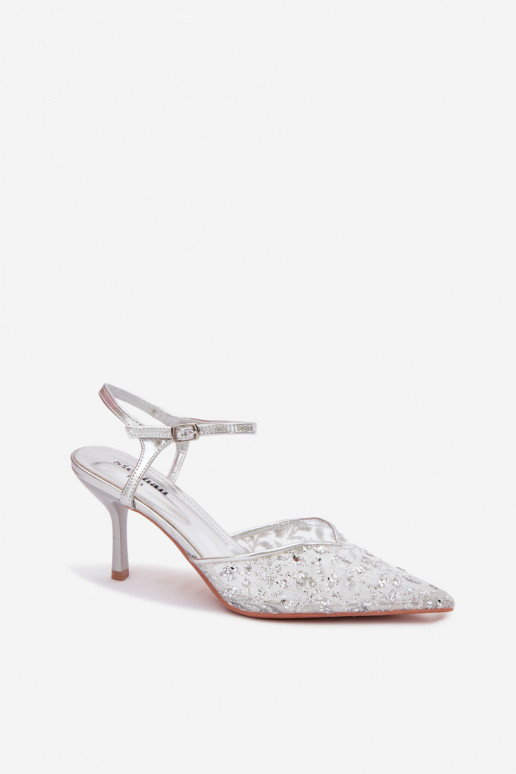 Gaas Dames sandalen met dunne hakkenmet glansującym Zdobieniem zilvere kleur Laria