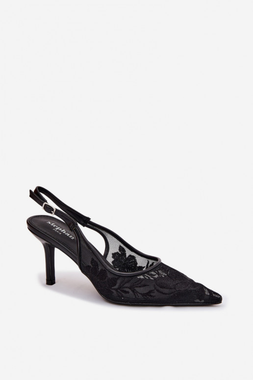 met kantmotieven Gaas sandalen met dunne hakken zInart Het heeftvia