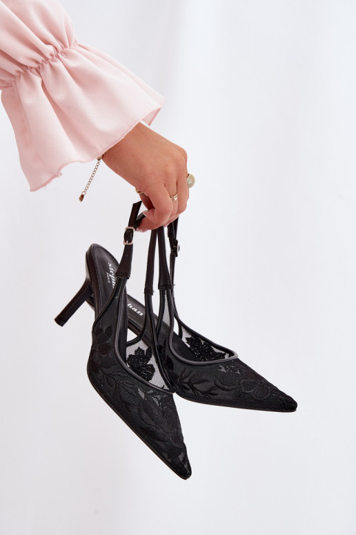 met kantmotieven Gaas sandalen met dunne hakken zInart Het heeftvia