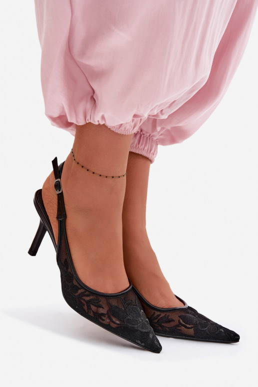 met kantmotieven Gaas sandalen met dunne hakken zInart Het heeftvia