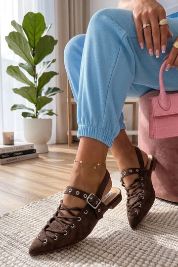 Brązowe Balerinki Z Odkrytą...