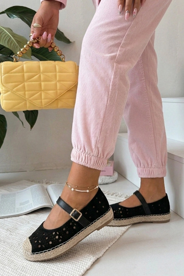 Zwarte opengewerkte platform espadrilles Paulette 2