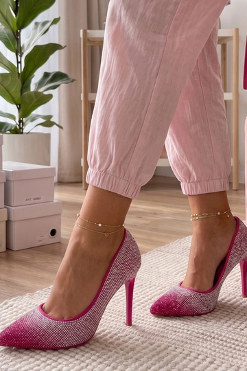 Roze hoge hakken met zirconia Faustyna