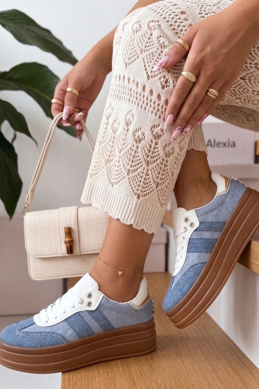 Blauwe sneakers met platform Arianne