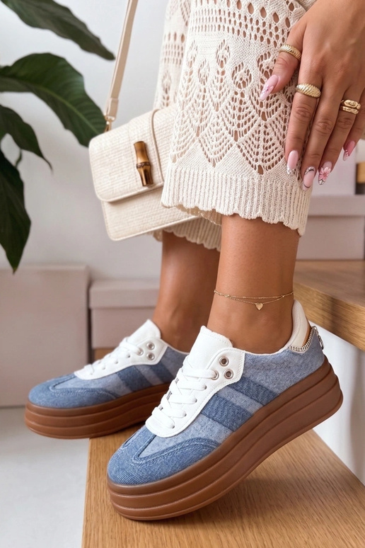 Blauwe sneakers met platform Arianne