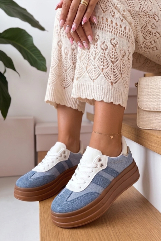 Blauwe sneakers met platform Arianne