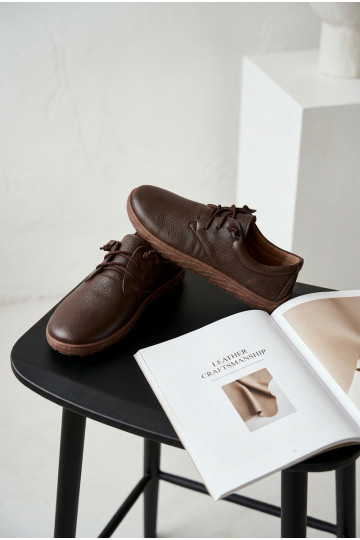 Leren dames schoenen Barefoot Zazoo 10189 chocolade kleur 2