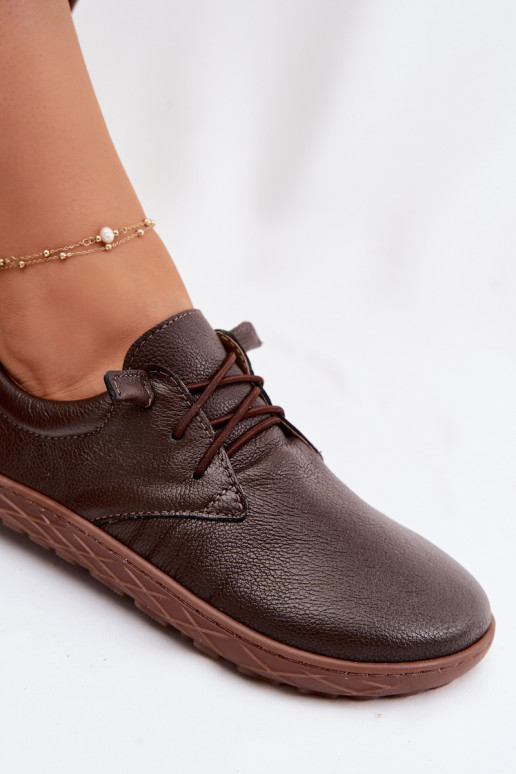 Leren dames schoenen Barefoot Zazoo 10189 chocolade kleur